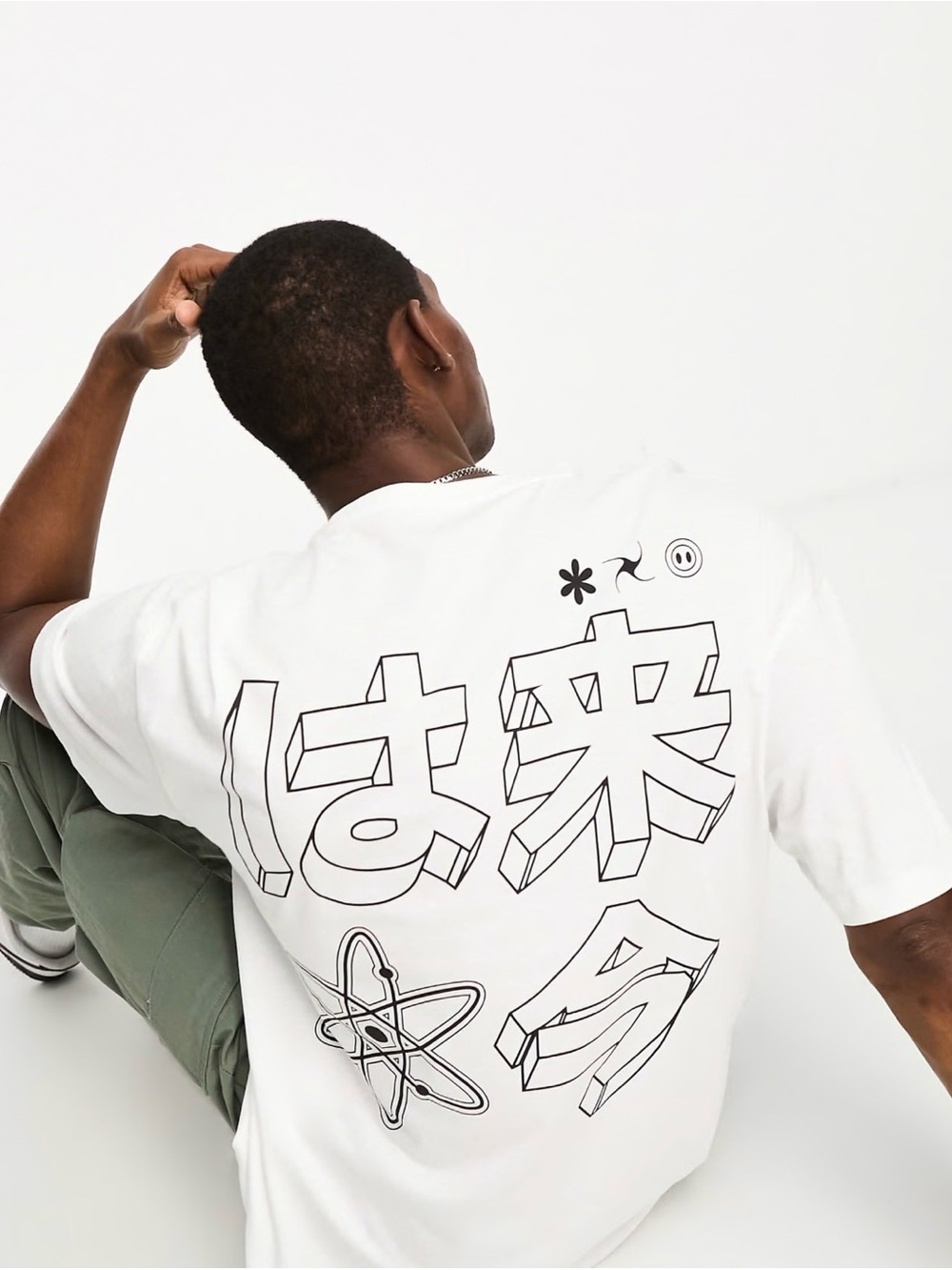 Jack & Jones Originals oversized t-shirt with future is now back print in white.